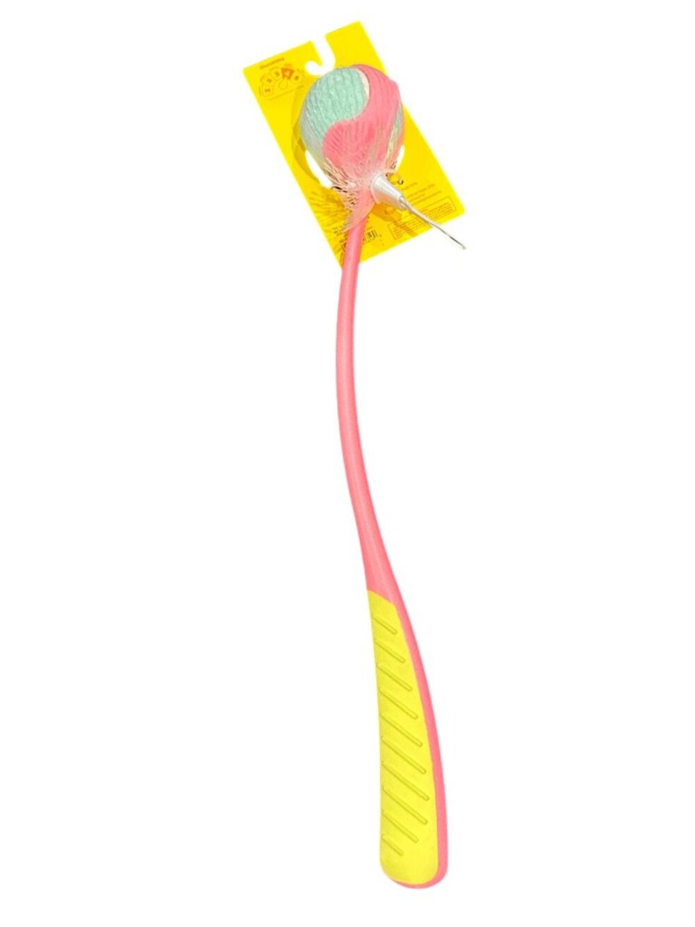 Ball Launcher With Rubber Handle For Dogs Pink/Yellow Handle With Multicolor Bal - Picture 3 of 5